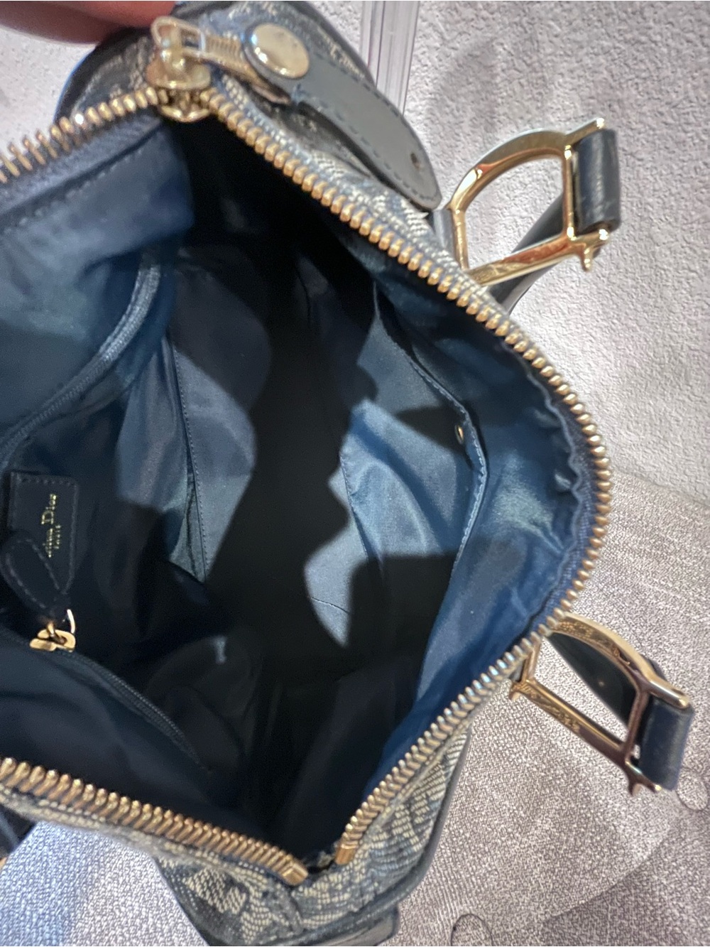 CHRISTIAN DIOR VINTAGE NAVY BLUE TROTTER CANVAS & MATCHING WALLET - Picture 16 of 16